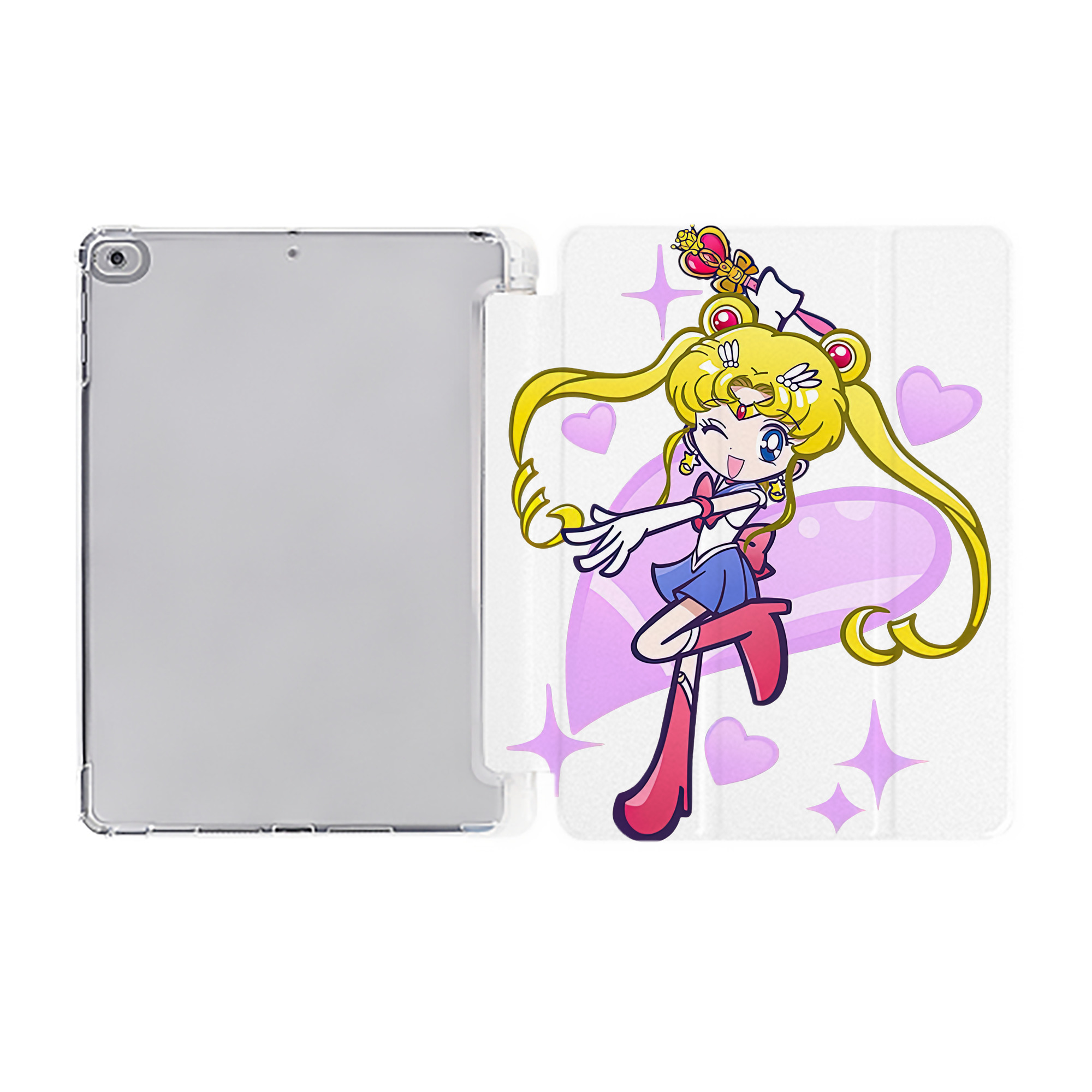 （画像用） 美少女戦士セーラームーン 月野 うさぎ つきの うさぎ Sailor Moon Tsukino Usagi IPad ケース ペン収納付き 三つ折りスタンド PUレザー×シリコン 対応機種9.5/10.5/10.9インチ